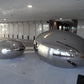 Stainless steel mirror polished sphere oval ball sculpture